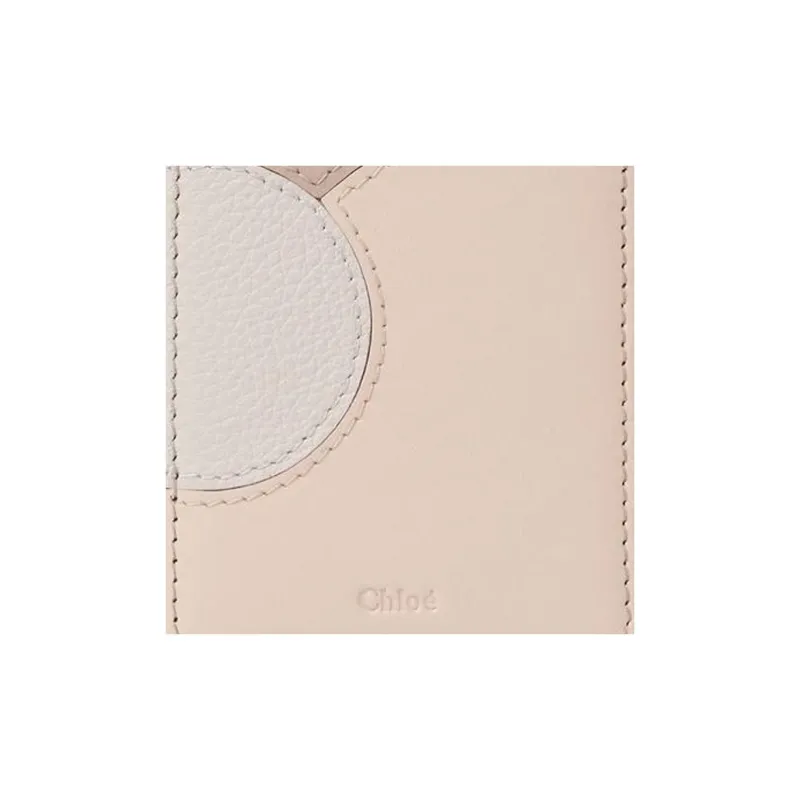 Chloe Grain Calfskin With Glossy Finish Calfskin Card Holder Women's Pink & Gray-4