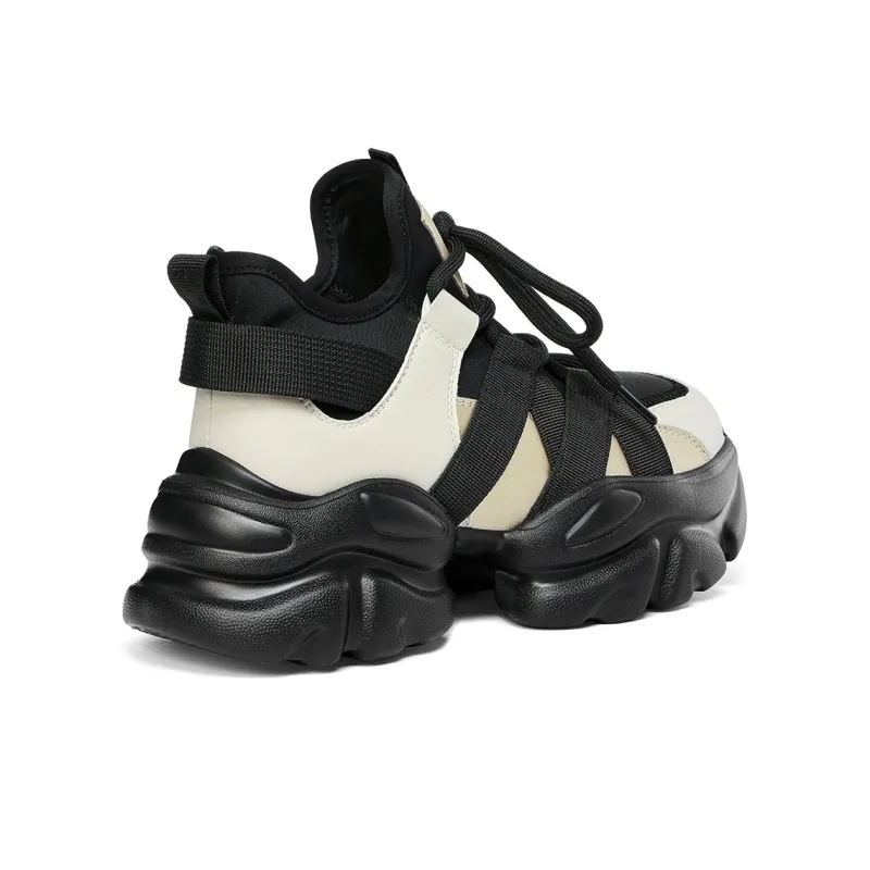 C°BANNER Low Top Chunky Sneakers Women's Beige Black-4