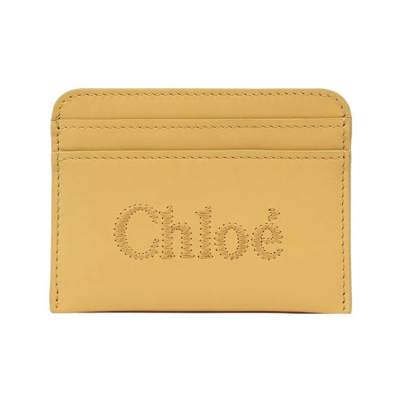 Chloe Bright Calfskin Card Holder Card Holder Women's Honey Gold-0