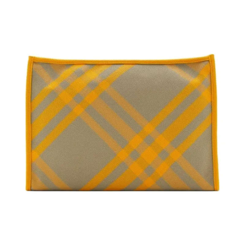 Burberry Cotton Clutch Men's Mustard Yellow & Medium Gray-3