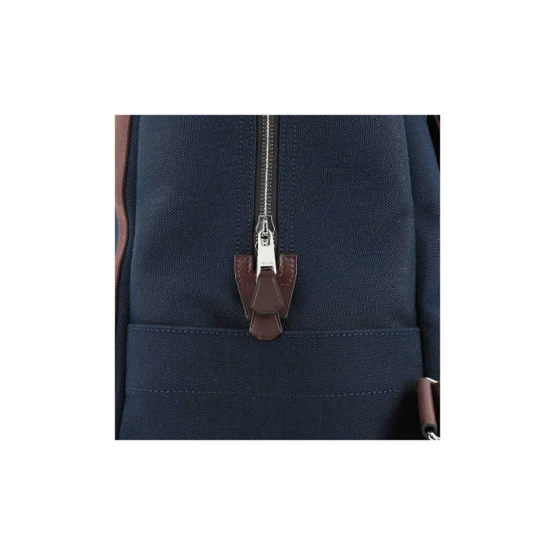 HERMES Groom Cotton Blend With Barenia Calfskin Backpack Unisex Marine Blue/Flame Orange-8