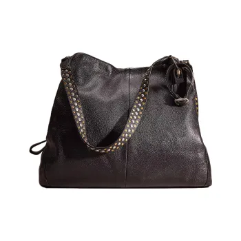 COACH Phoebe Leather Hobo Bag Handbag Shoulder Bag Women's Light Gold/Black