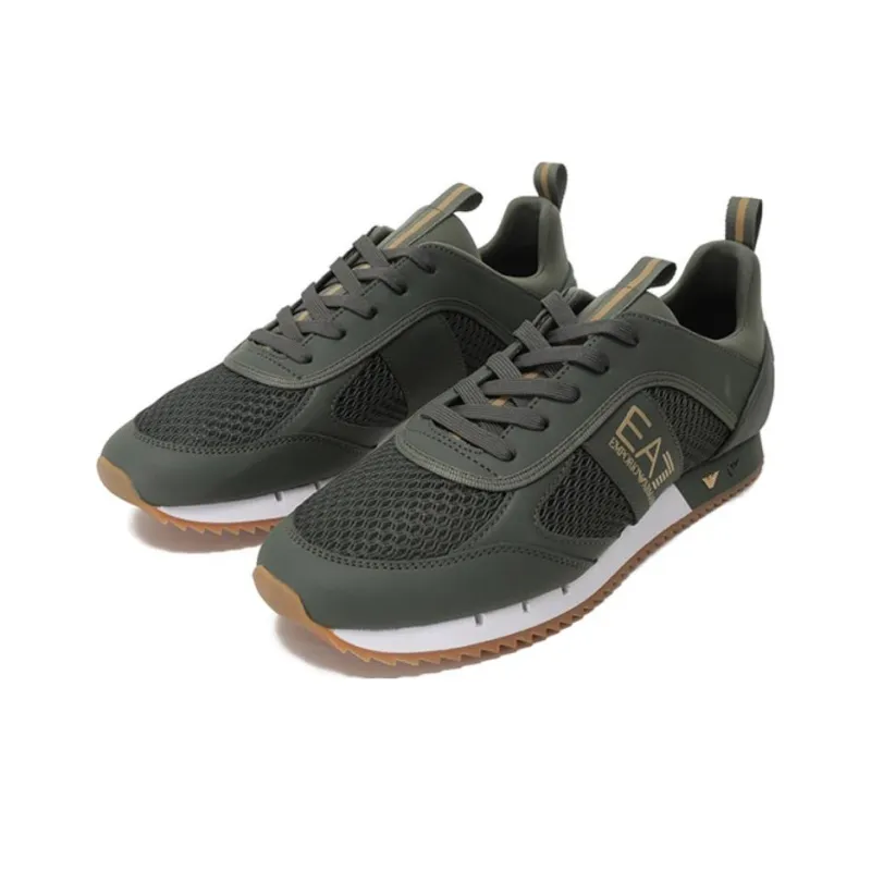 EMPORIO ARMANI EA7 Breathable Low Top Casual Shoes 2.5cm Unisex Green Gold-2