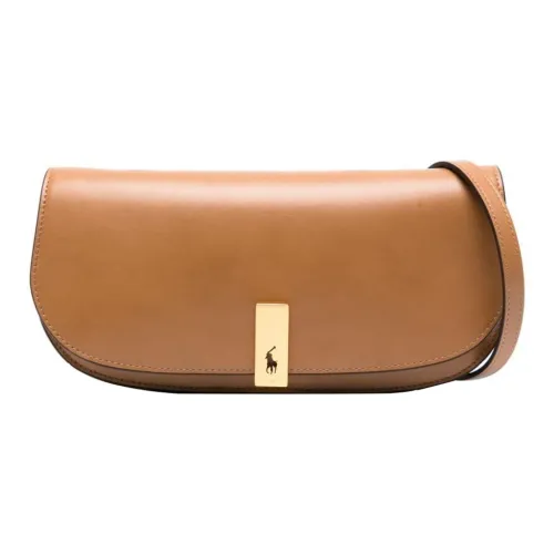 Polo Ralph Lauren Calfskin Clutch Medium Size Women's Brandy Brown
