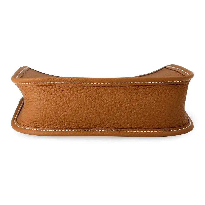 HERMES Evelyne Cow Leather Shoulder Bag Crossbody Bag Mini Women's Gold Brown-3