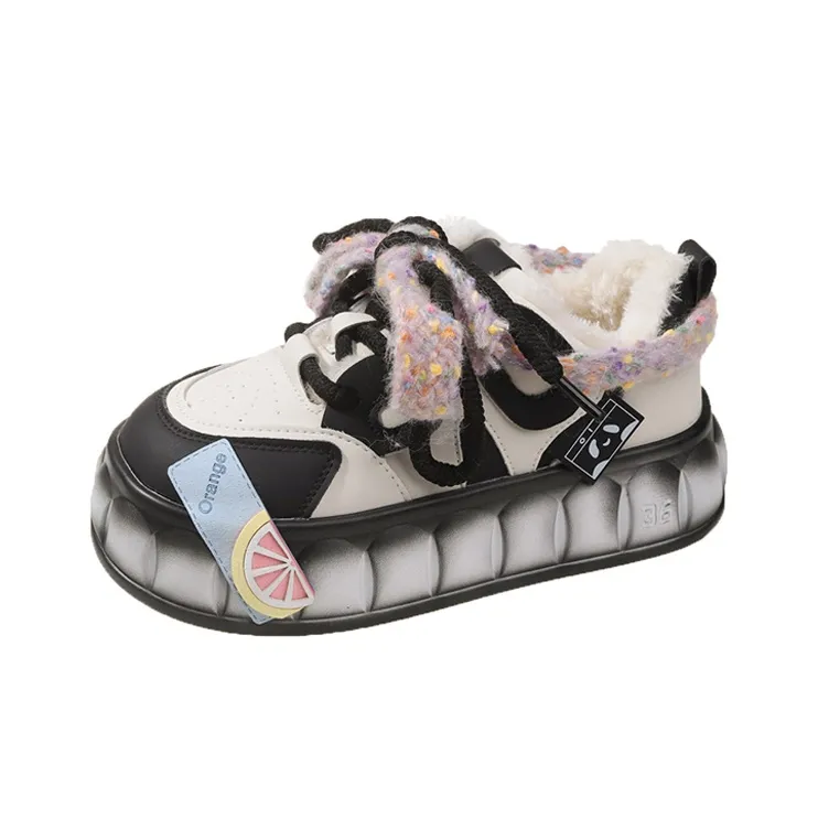MXGM Puffy Shoes Thermal Low Top Skateboard Shoes Women's-8