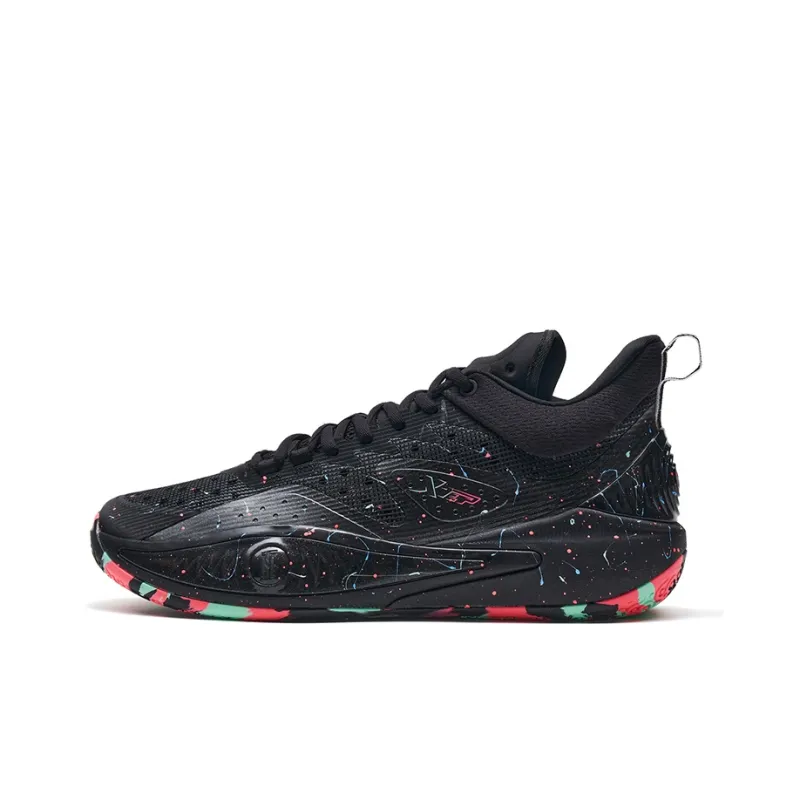XTEP Blade 1 Cushioning Low Top Basketball Shoes Men's Black Red-0