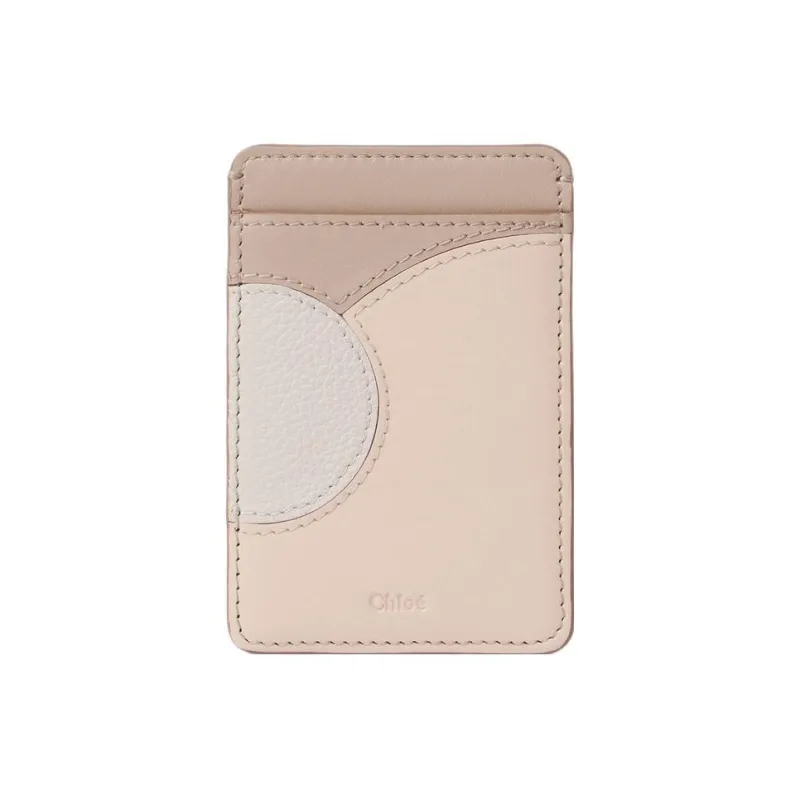 Chloe Grain Calfskin With Glossy Finish Calfskin Card Holder Women's Pink & Gray-0