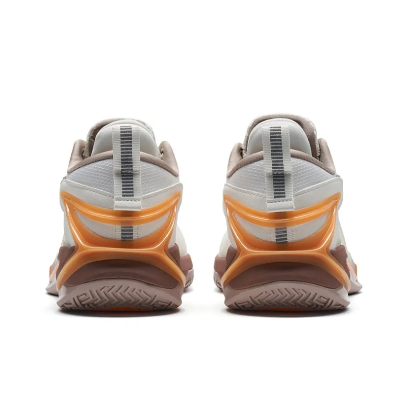 XTEP Light Attack 2nd Generation V3 Slip Resistant Coverage Low Top Basketball Shoes Men's Sail White/Lava Orange-3