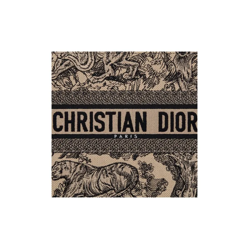 DIOR BookTote Embroidery Tote Bag Shopping Bag Handbag Medium Size Women's Brown-4