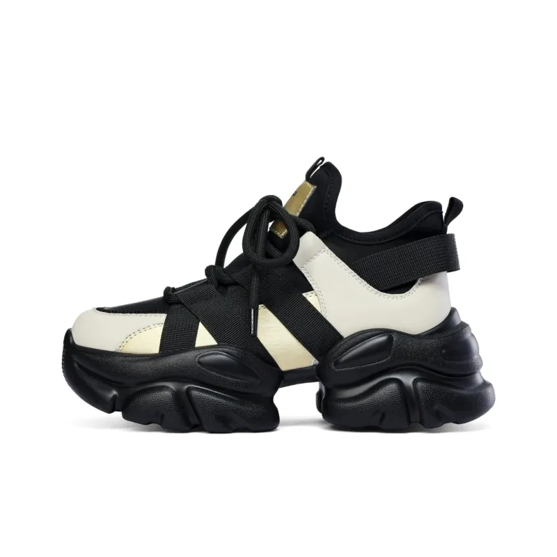C°BANNER Low Top Chunky Sneakers Women's Beige Black-0