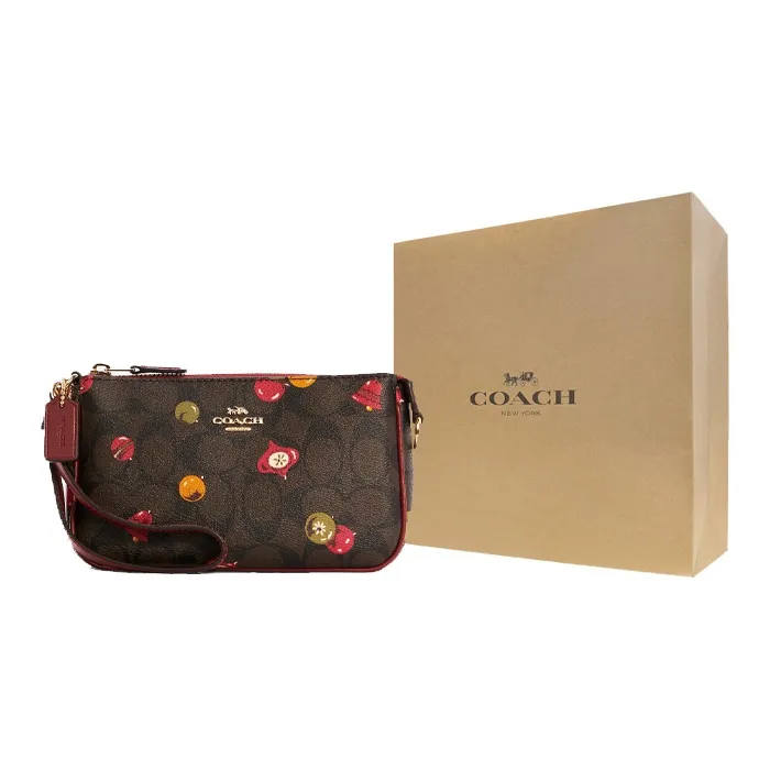 COACH Nolita Canvas With Leather Pochette, Shoulder Bag, Clutch Trumpets Women's Dark Brown-5