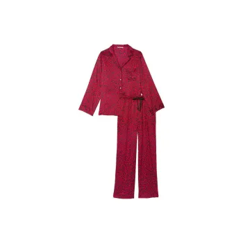 Victoria's Secret Pajama Set Women's Red Leopard Print