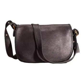 COACH Legacy Leather Saddle Bag, Shoulder Bag, Crossbody Bag Medium Size Women's Brass & Black