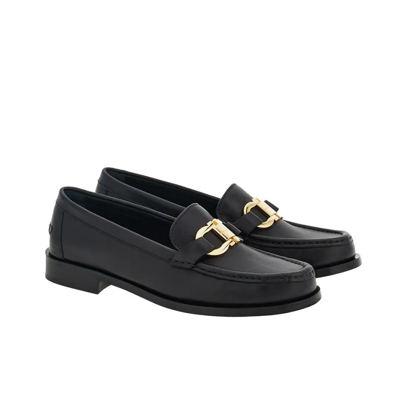 FERRAGAMO Logo-plaque Leather Loafers-2