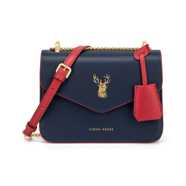 Simvay Clos Cow Leather With Synthetic Leather Shoulder Bag Crossbody Bag Underarm Small Square Bag Small Size Women's-1