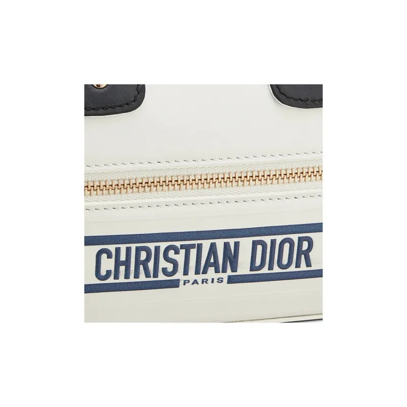 DIOR Smooth Cow Leather Bowling Bag Shoulder Bag Crossbody Bag Handbag Extra Mini Women's White-5