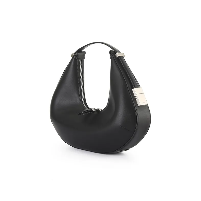 OSOI TONI HOBO Cow Leather Crescent Bag, Shoulder Bag, Handbag Women's Black-1