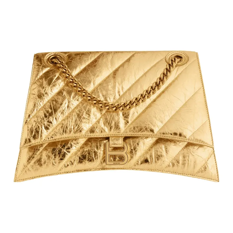 Balenciaga CRUSH Calfskin Handbag Shoulder Bag Women's Gold-1