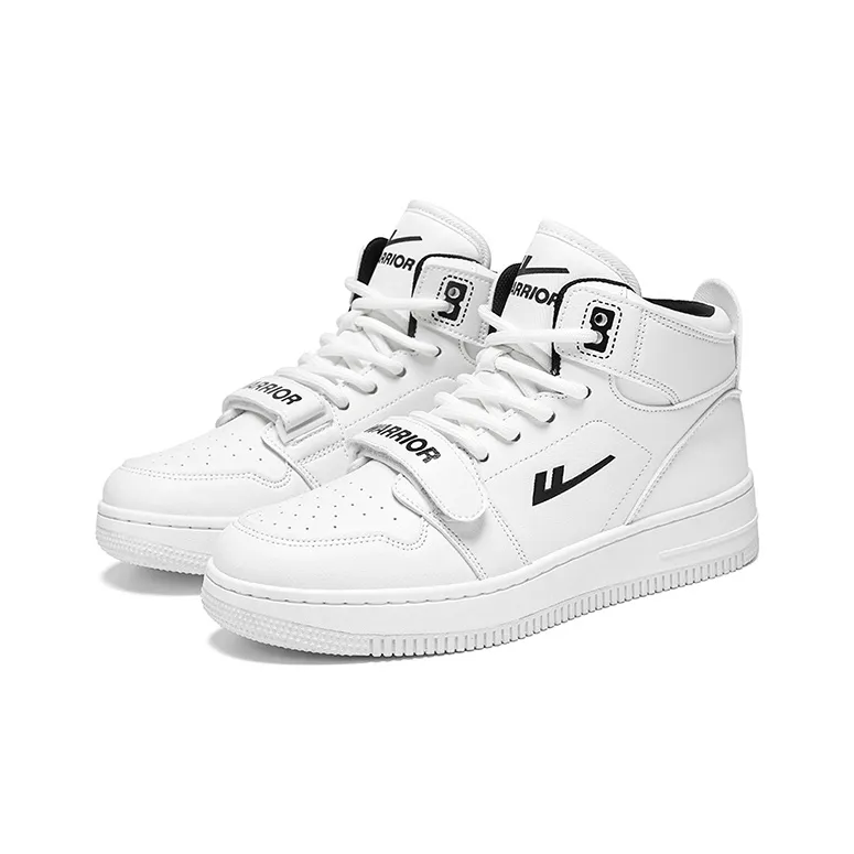 Warrior Mid Top Skateboard Shoes Unisex White Ink Black-2