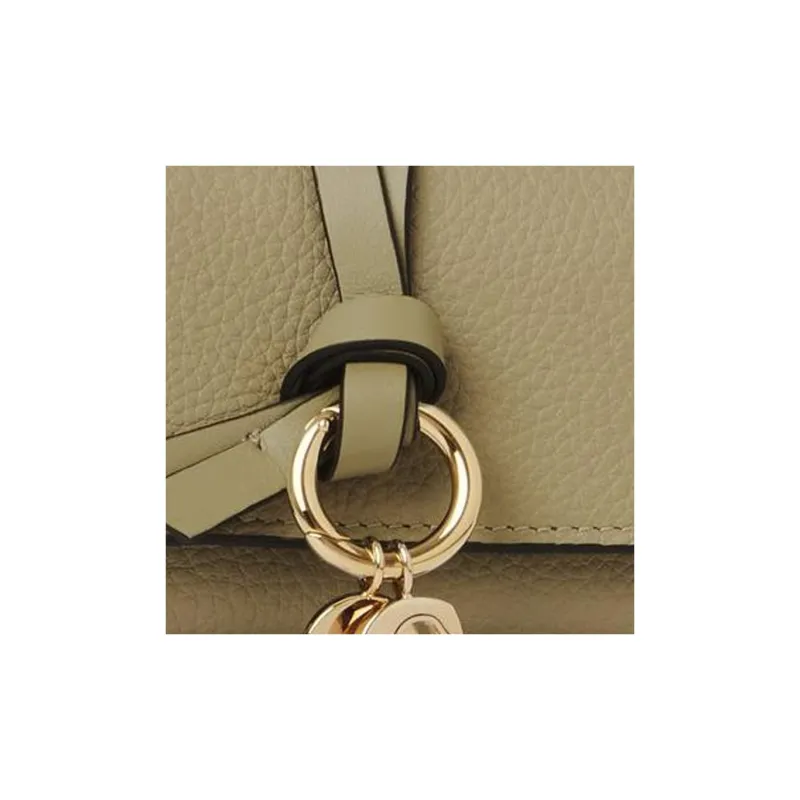 Chloe Alphabet Grained Calfskin Glossy Calfskin Card Holder Wallet Mini Women's Terracotta Green-3