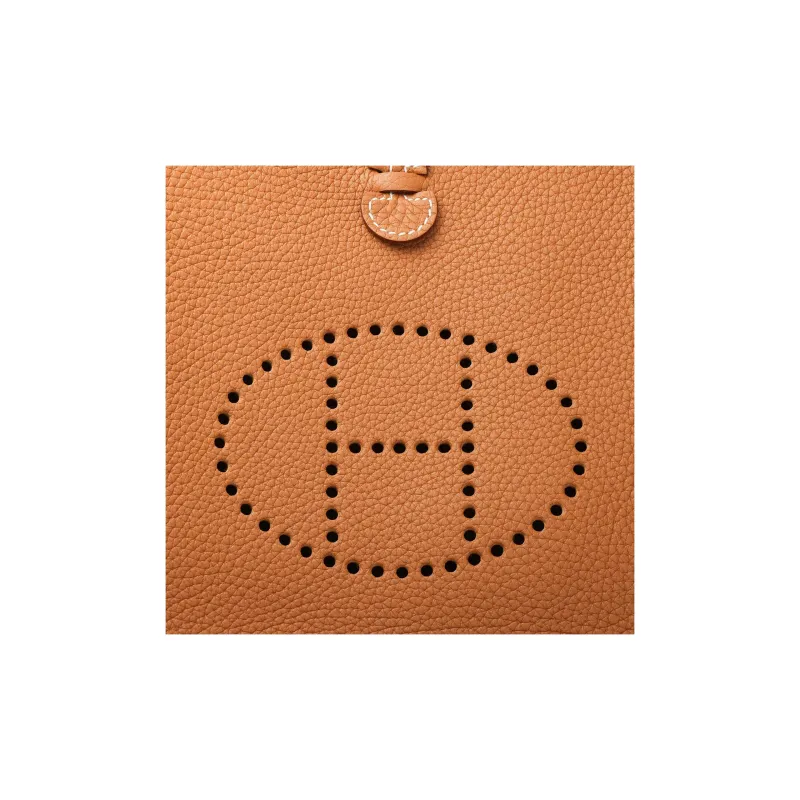 HERMES Evelyne Cow Leather Shoulder Bag Crossbody Bag Mini Women's Gold Brown-4