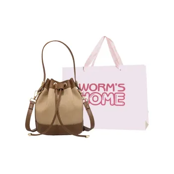 Worm's Home PU Bucket Bags One Shoulder Handbags Regular Women's Brown