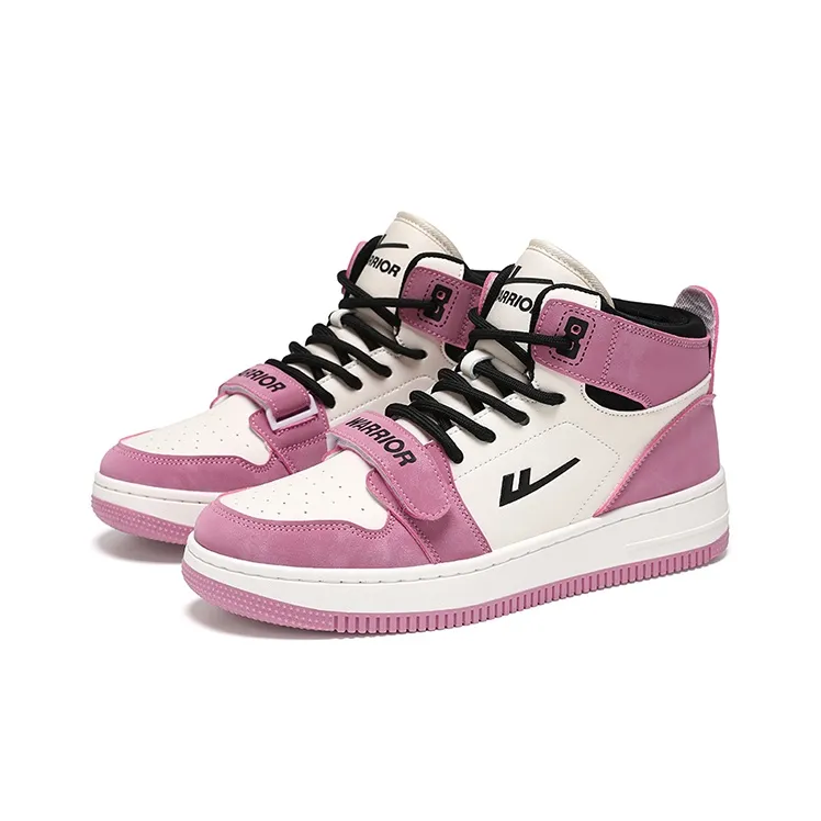 Warrior Mid Top Skateboard Shoes Unisex Beige Pink Black-2