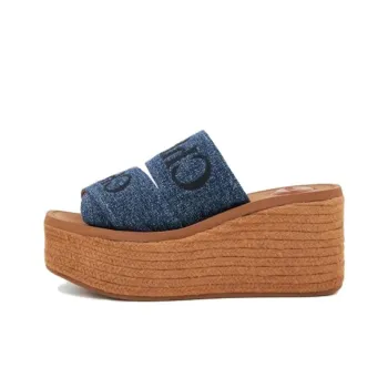 Chloe Woody Slide Slippers 7.5cm Women's Denim
