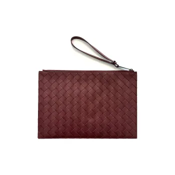 Bottega Veneta Calfskin Clutch Large Size Men's Bordeaux Red