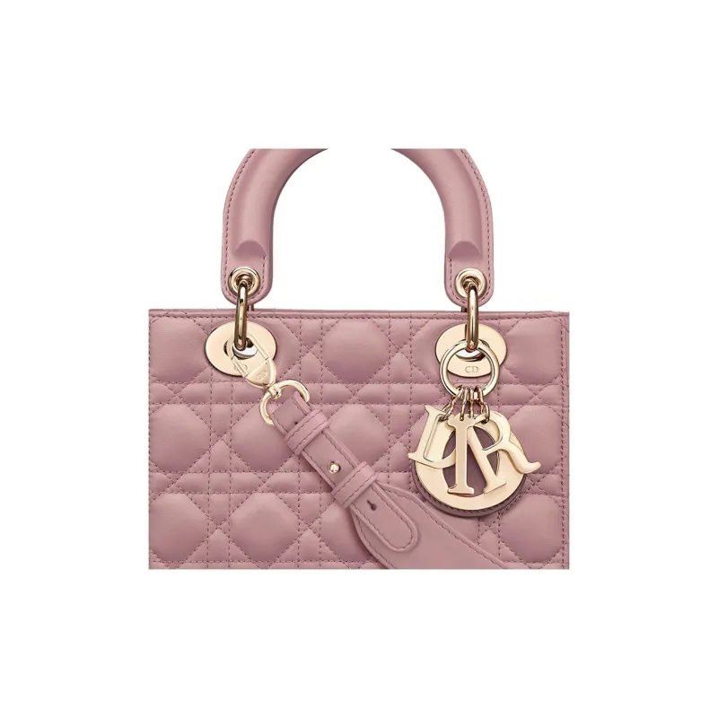 DIOR Lady Dior Sheepskin Tote Bag, Shopping Bag, Shoulder Bag, Crossbody Bag, Handbag Trumpets Women's Vintage Pink-3