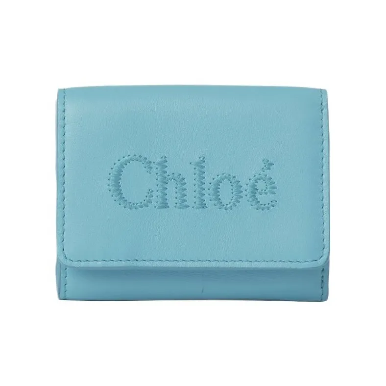 Chloe Bright Calfskin Wallet Mini Women's Water Sea-0