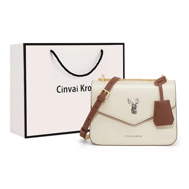 Simvay Clos Cow Leather With Synthetic Leather Shoulder Bag Crossbody Bag Underarm Small Square Bag Small Size Women's-5