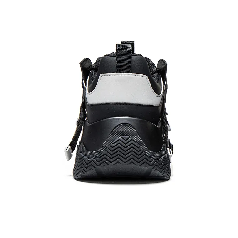 Kappa Anti Slip Wear Resistant Breathable Lightweight Low Top Chunky Sneakers Women's Black White-4