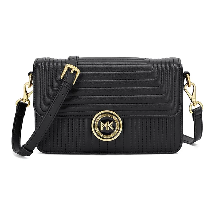 MAKEUP KITTEN Calfskin With Microfiber Crossbody Bag, Shoulder Bag, Small Square Bag Regular Women's Classic Black-1