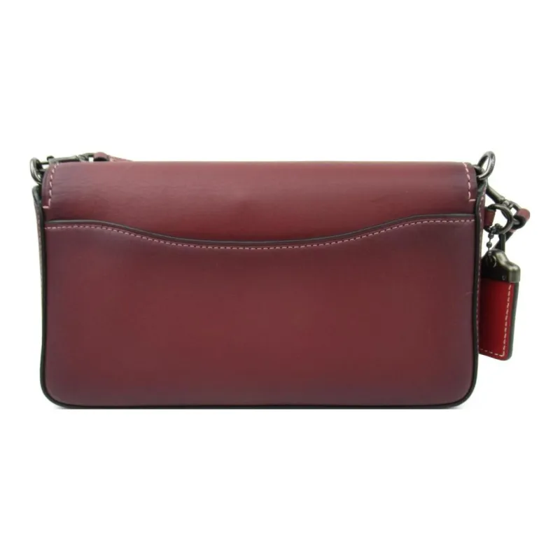 COACH Dinky Chromium Tanned Leather, Smooth Finish Leather Shoulder Bag, Crossbody Bag Women's Maroon-3