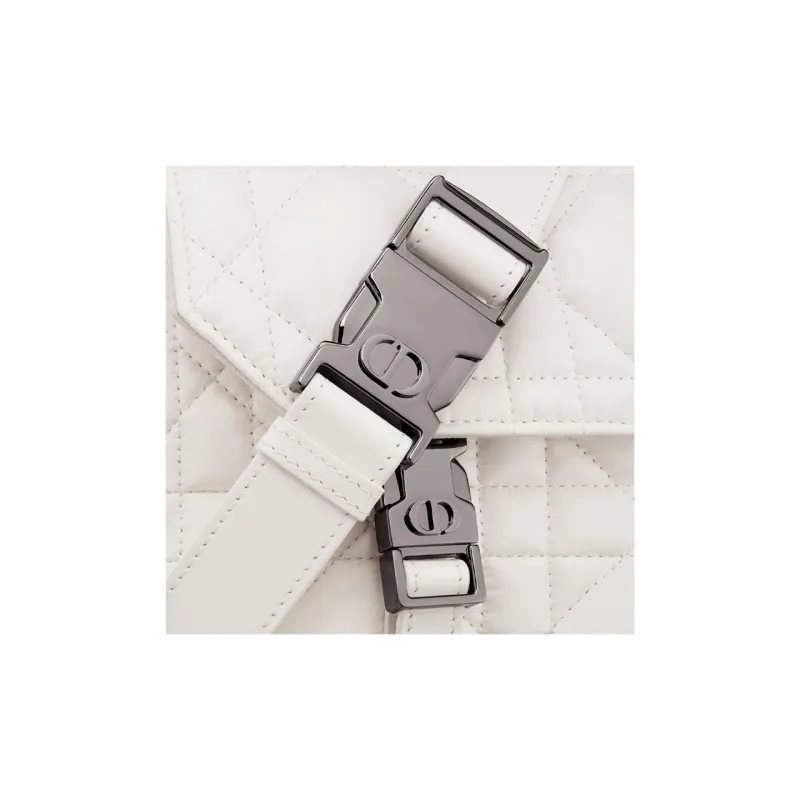 DIOR DiorCamp Wicker Pattern Cow Leather Messenger Bag Shoulder Bag Crossbody Bag Small Size Women's Milk White-6