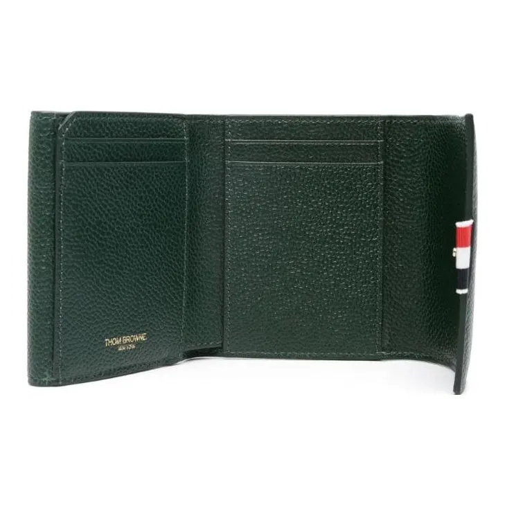 THOM BROWNE Rwb Stripe Pebbled Leather Wallet-2