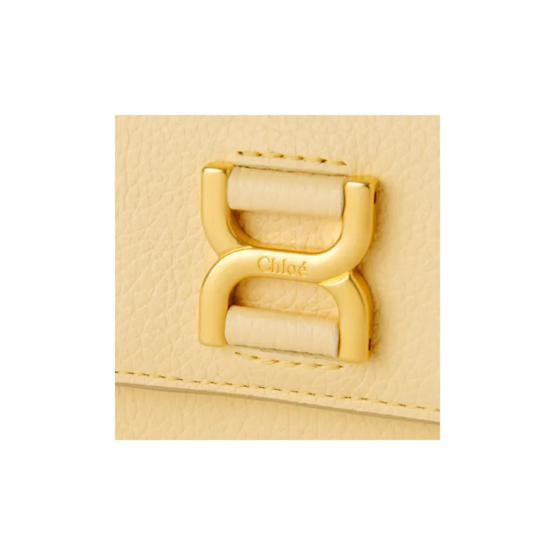 Chloe Marcie Grained Calfskin Card Holder Wallet Small Size Women's Light Yellow-4