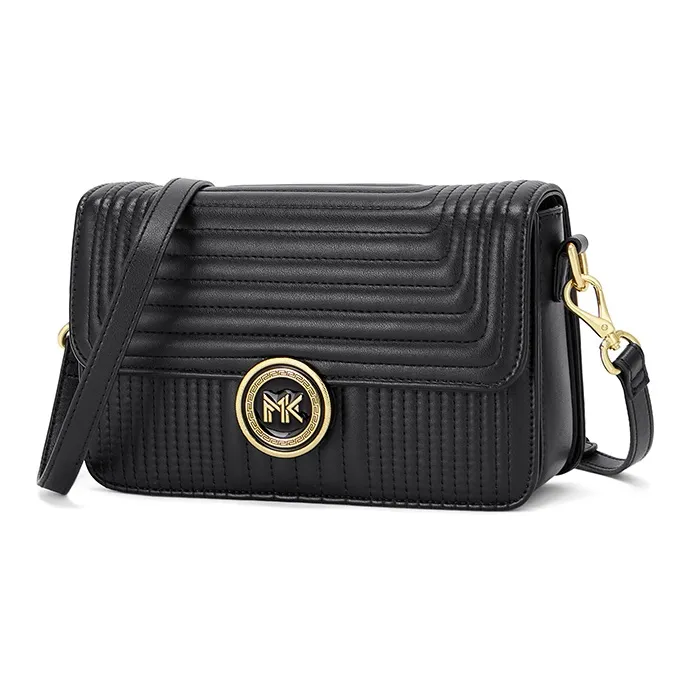 MAKEUP KITTEN Calfskin With Microfiber Crossbody Bag, Shoulder Bag, Small Square Bag Regular Women's Classic Black-2