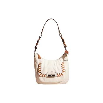 COACH Kristin Leather Hobo Bag, Handbag, Shoulder Bag Large Size Women's Silver & White