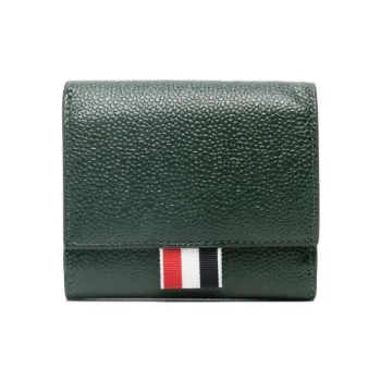 THOM BROWNE Rwb Stripe Pebbled Leather Wallet