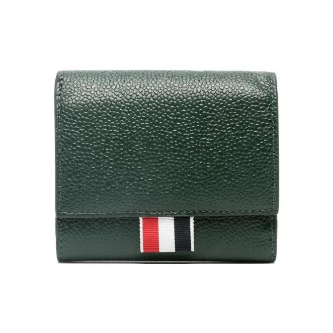 THOM BROWNE Rwb Stripe Pebbled Leather Wallet-0