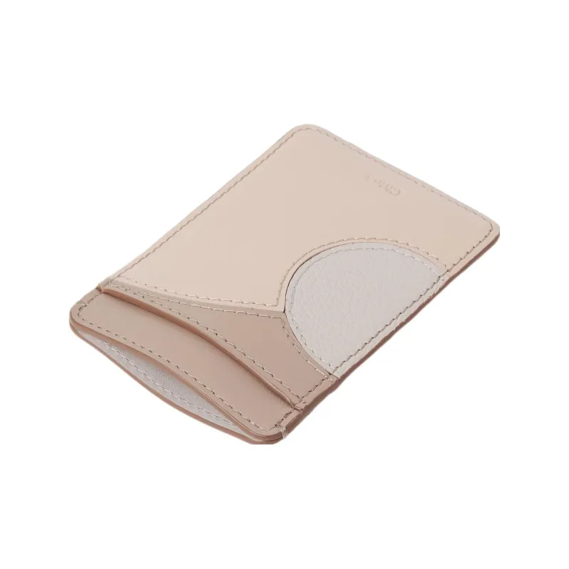 Chloe Grain Calfskin With Glossy Finish Calfskin Card Holder Women's Pink & Gray-3