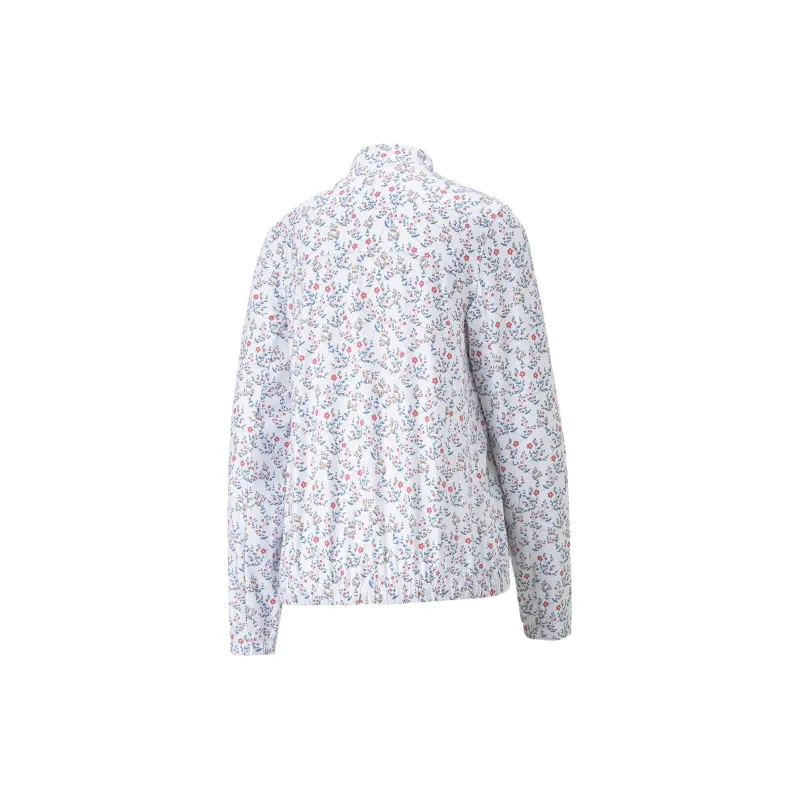 PUMA Floral Cloudspun Quarter-Zip Golf Pullover Women's T-Shirt Women's White-1