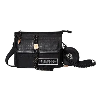 Erke Textile Fabrics Shoulder Bag Crossbody Bag Regular Unisex Jet Black