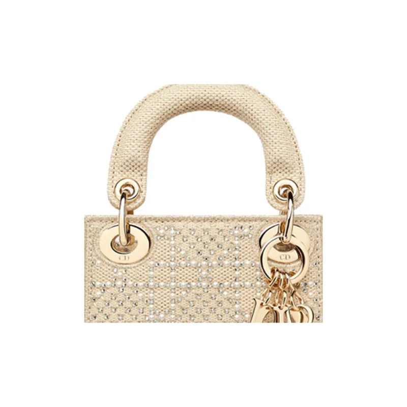 DIOR Lady Dior Canvas Dior Bag Shoulder Bag Crossbody Bag Handbag Extra Mini Women's Beige-5