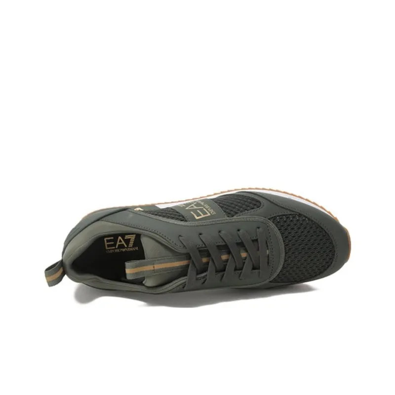 EMPORIO ARMANI EA7 Breathable Low Top Casual Shoes 2.5cm Unisex Green Gold-4