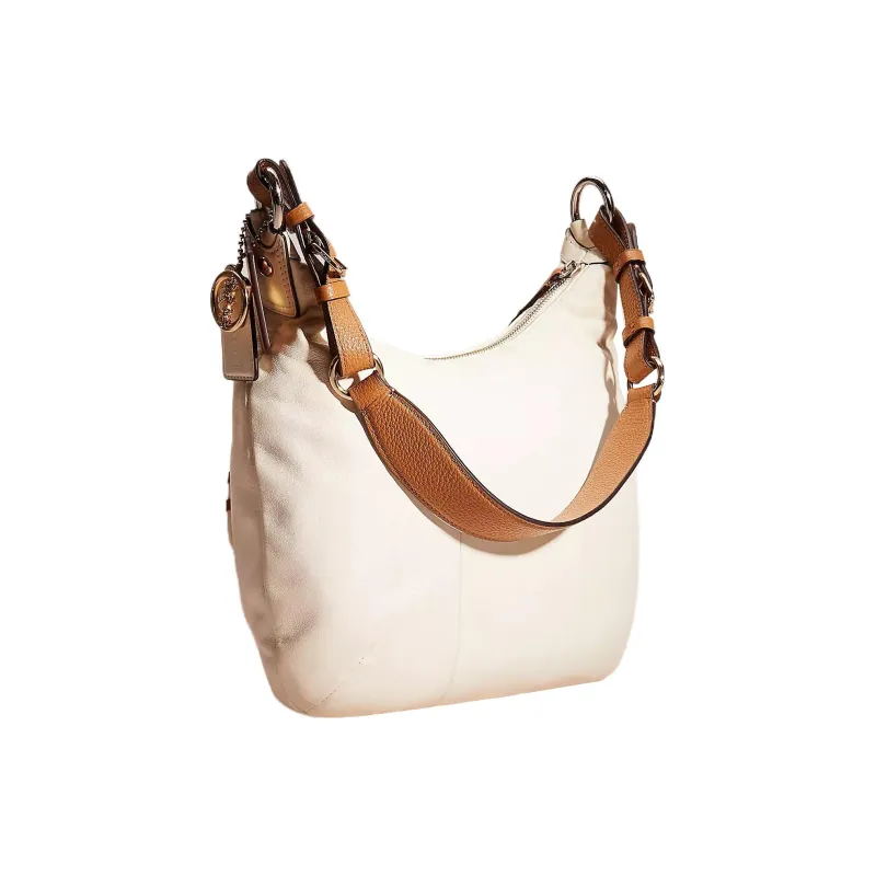 COACH Kristin Leather Hobo Bag, Handbag, Shoulder Bag Large Size Women's Silver & White-1