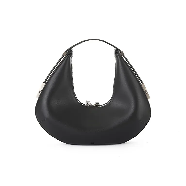 OSOI TONI HOBO Cow Leather Crescent Bag, Shoulder Bag, Handbag Women's Black-0
